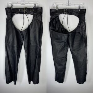Unik Premium Black Leather Chaps XS